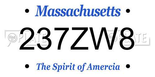 237ZW8 Massachusetts License Plate