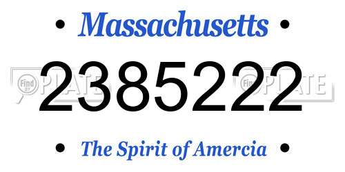 2385222 Massachusetts License Plate