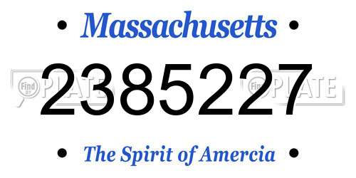 2385227 Massachusetts License Plate