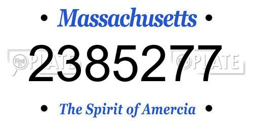 2385277 Massachusetts License Plate