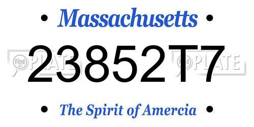 23852T7 Massachusetts License Plate