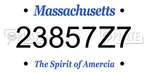 23857Z7 Massachusetts License Plate