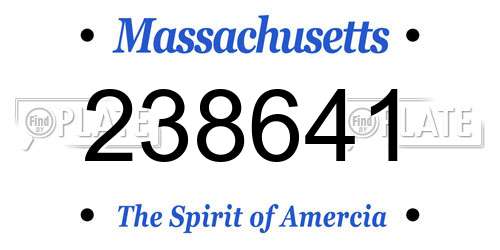 238641 Massachusetts License Plate