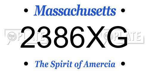 2386XG Massachusetts License Plate