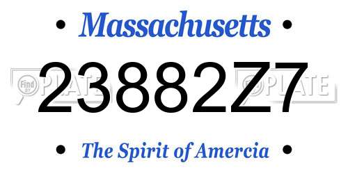 23882Z7 Massachusetts License Plate