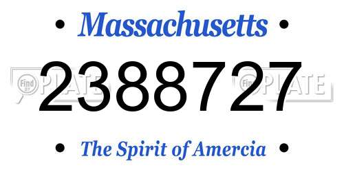 2388727 Massachusetts License Plate