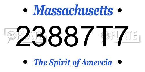 23887T7 Massachusetts License Plate