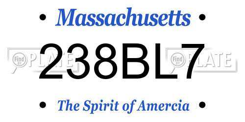 238BL7 Massachusetts License Plate