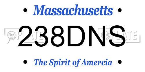 238DNS Massachusetts License Plate