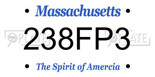 238FP3 Massachusetts License Plate