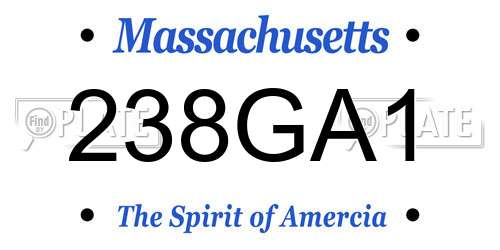 238GA1 Massachusetts License Plate