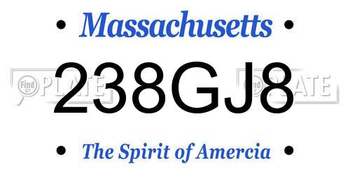 238GJ8 Massachusetts License Plate
