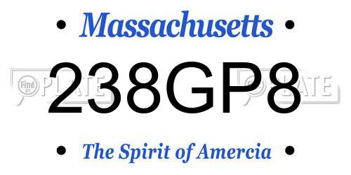 238GP8 Massachusetts License Plate