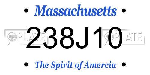 238J10 Massachusetts License Plate