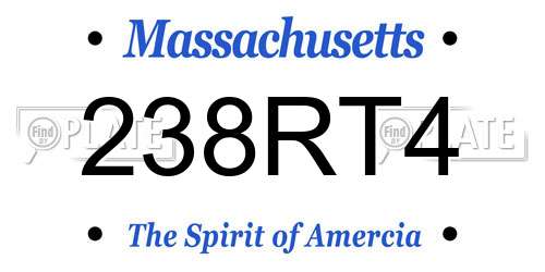238RT4 Massachusetts License Plate