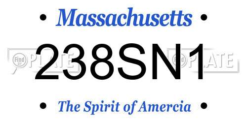 238SN1 Massachusetts License Plate