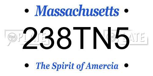 238TN5 Massachusetts License Plate