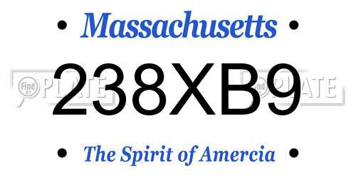 238XB9 Massachusetts License Plate
