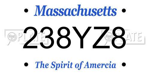 238YZ8 Massachusetts License Plate