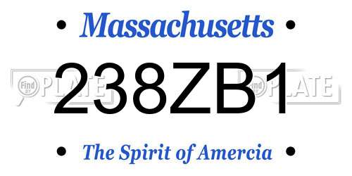 238ZB1 Massachusetts License Plate