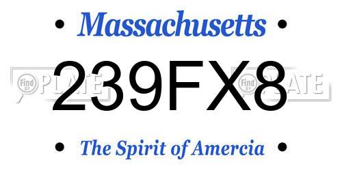 239FX8 Massachusetts License Plate