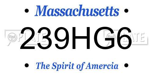 239HG6 Massachusetts License Plate