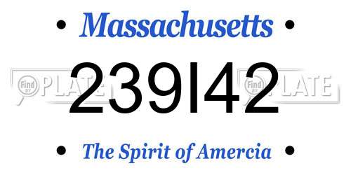 239I42 Massachusetts License Plate