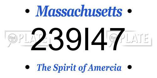 239I47 Massachusetts License Plate