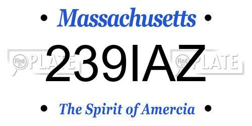 239IAZ Massachusetts License Plate