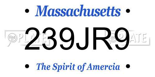 239JR9 Massachusetts License Plate