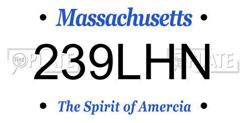 239LHN Massachusetts License Plate