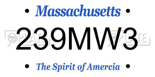 239MW3 Massachusetts License Plate