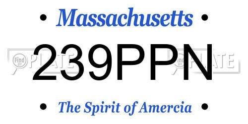 239PPN Massachusetts License Plate