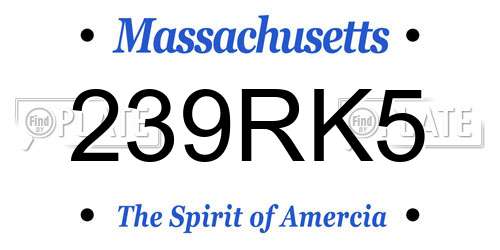 239RK5 Massachusetts License Plate
