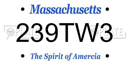 239TW3 Massachusetts License Plate