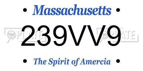 239VV9 Massachusetts License Plate