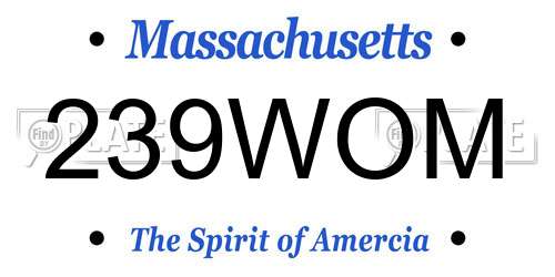 239WOM Massachusetts License Plate