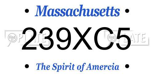 239XC5 Massachusetts License Plate