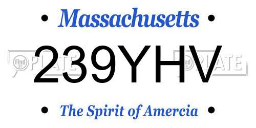 239YHV Massachusetts License Plate