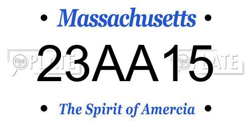 23AA15 Massachusetts License Plate