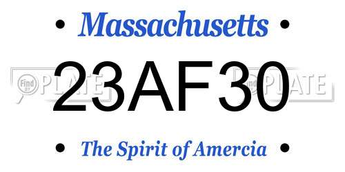 23AF30 Massachusetts License Plate