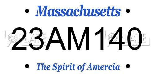 23AM140 Massachusetts License Plate
