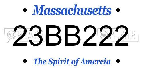 23BB222 Massachusetts License Plate
