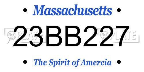 23BB227 Massachusetts License Plate