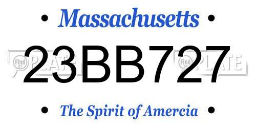 23BB727 Massachusetts License Plate