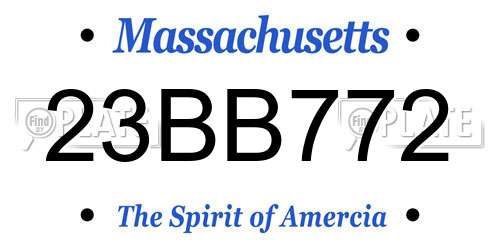23BB772 Massachusetts License Plate