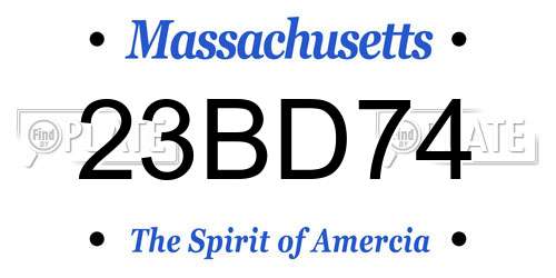 23BD74 Massachusetts License Plate