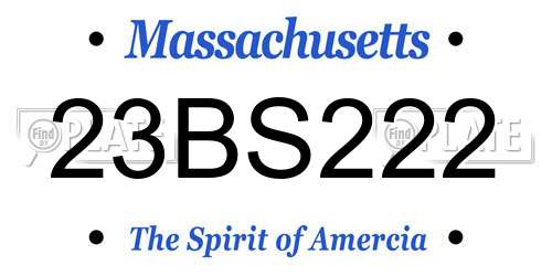 23BS222 Massachusetts License Plate