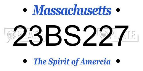 23BS227 Massachusetts License Plate