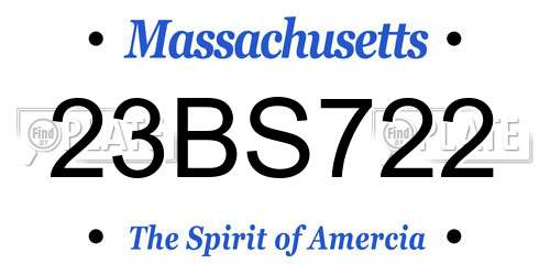 23BS722 Massachusetts License Plate